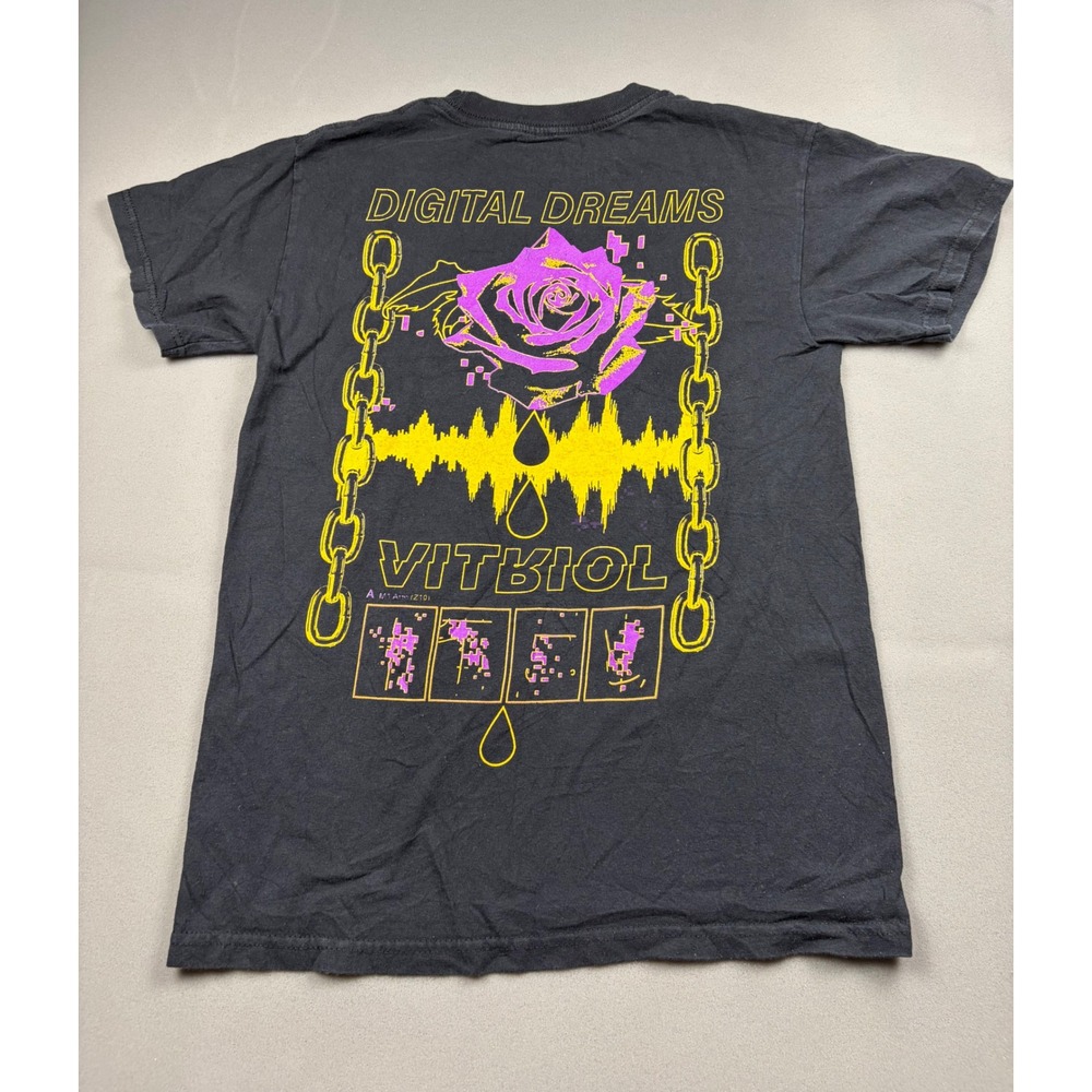 Vitriol Mens Digital Dreams Rose Graphic T-Shirt Black Small Streetwear Tee